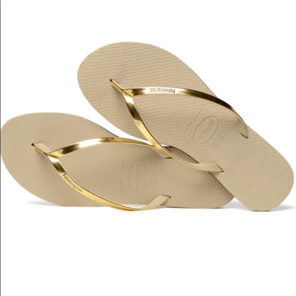 Havaianas gold flip flops